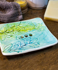 Seifenschale - Keramik - Buchsblatt