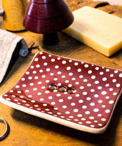 Seifenschale - Keramik - braun, gepunktet